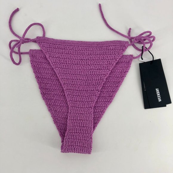Weekday Lilac Purple Crochet Swim Bikini Bottom Medium NWT - Picture 4 of 4